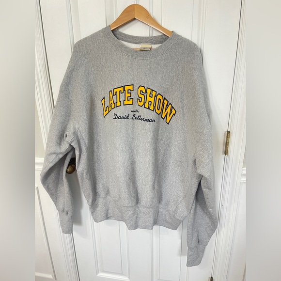 Late Show David Letterman Vintage 2X Sweatshirt USA Lee Crossgrain Gray Heather - Picture 1 of 6
